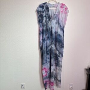Love Tanjane Long Kaftan Long Sleeves Lightweight Cotton Dress Tie Dye XS Boho